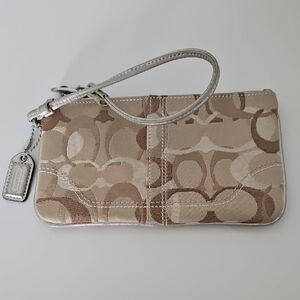 Coach Neutral Tan and Beige Wristlet